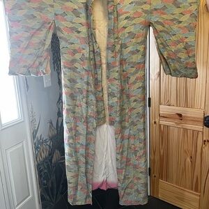 Vintage leaf Patterned Japanese Kimono